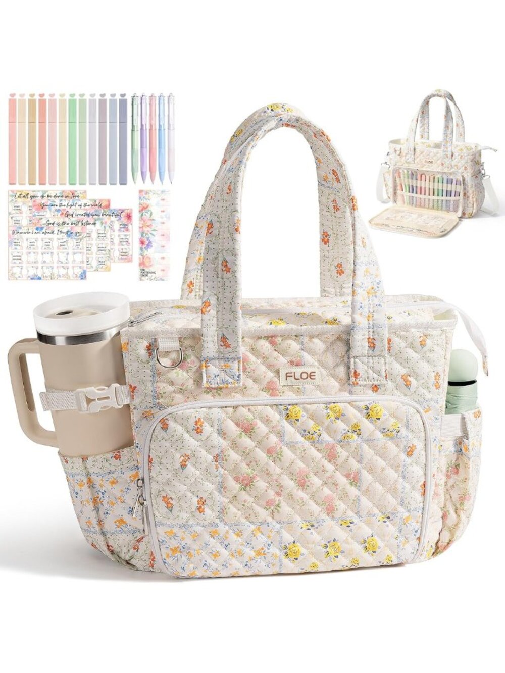 Quilted Large Bible Tote Bag for Women | Stylish Church Cover & Carry Case